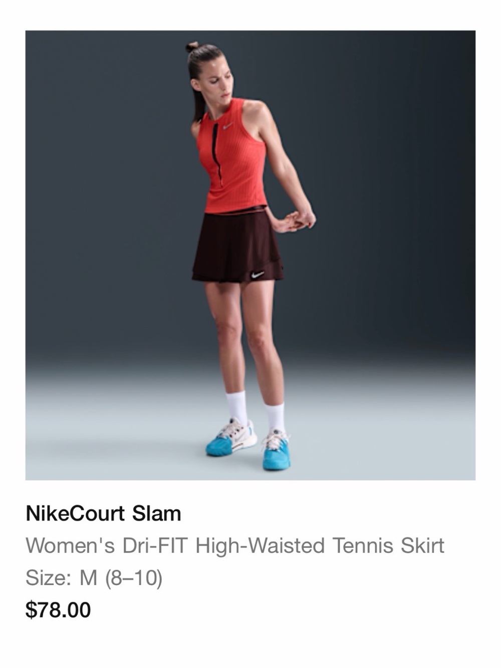 Nike Court Slam Women's Dri-FIT Ribbed Tennis Tank Top - Red with Burgundy Trim - Picture 5 of 5